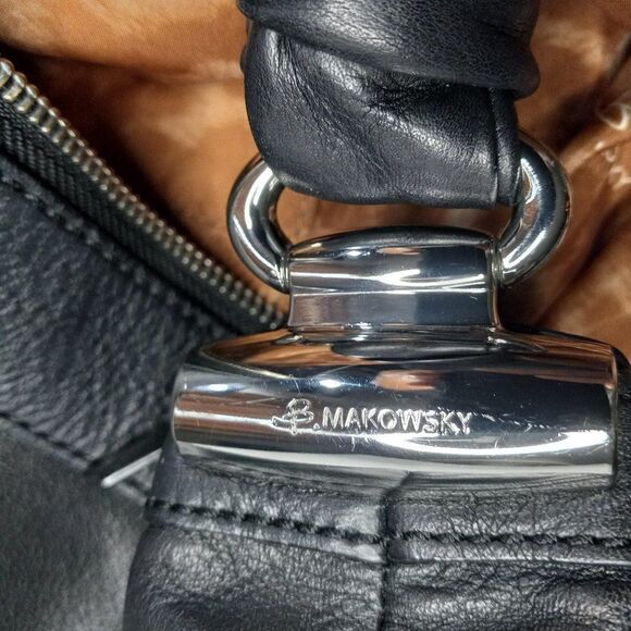 B. Makowsky Black Leather Shoulder bag Cottagecore Grandmacore - Picture 8 of 10